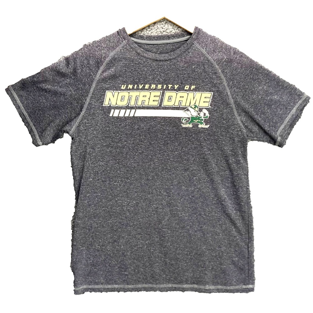 Notre Dame Fighting Irish Graphic Tee Youth L Shirt Dri Fit Mens XS Gray Retro